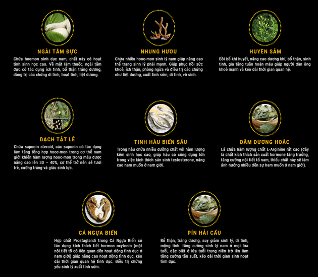 Th&agrave;nh phần c&oacute; trong vi&ecirc;n uống M&atilde;nh Hổ Vương