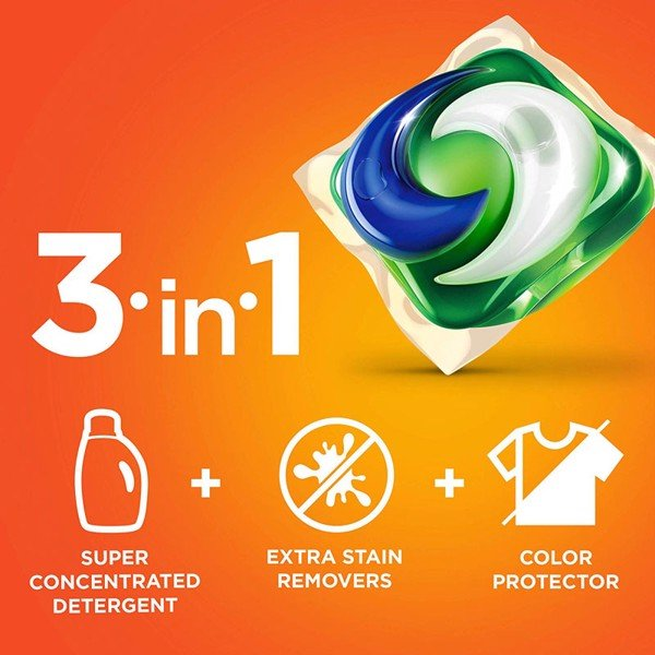 Vi&ecirc;n giặt Tide Pods 3 in 1 kết hợp độc đ&aacute;o 3 t&aacute;c động gi&uacute;p l&agrave;m sạch, đ&aacute;nh bay vết bẩn v&agrave; tẩy trắng quần &aacute;o